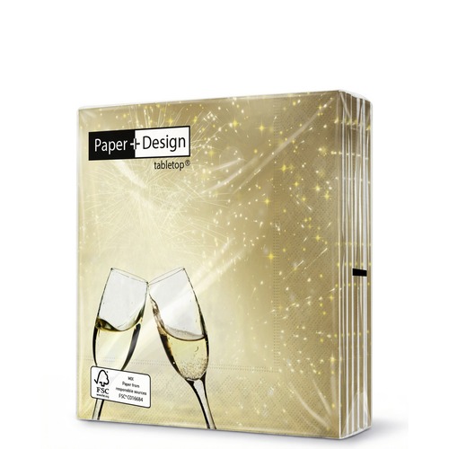 20 kleine Cocktailservietten Toast of joy - Anstoßen auf gold 25x25cm