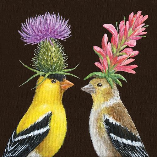 20 Servietten Goldfinch Couple - Künstlerisches Vogelpaar 33x33cm