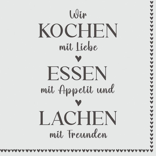 20 Servietten Cook & Eat - Kochen Essen Lachen 33x33cm