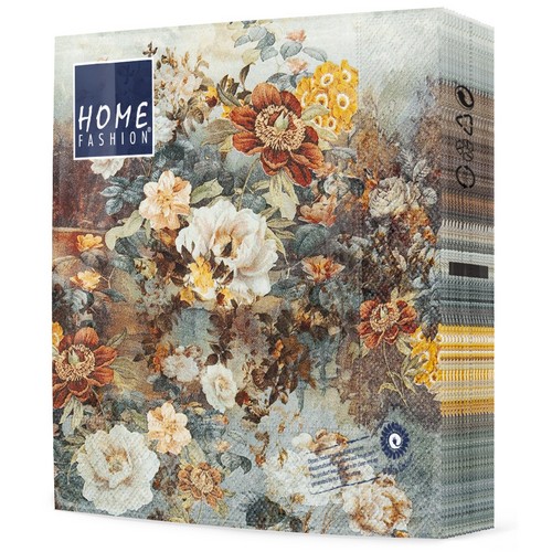 20 Servietten Sienna - Blumen als Gemälde 33x33cm