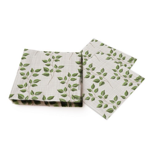20 Servietten Fall embroidery - Naturzweige auf Leinenstruktur 33x33cm