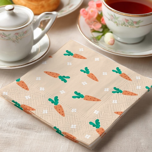20 kleine Cocktailservietten Carrot Charm - Einzelne Karotte, gemalt 25x25cm