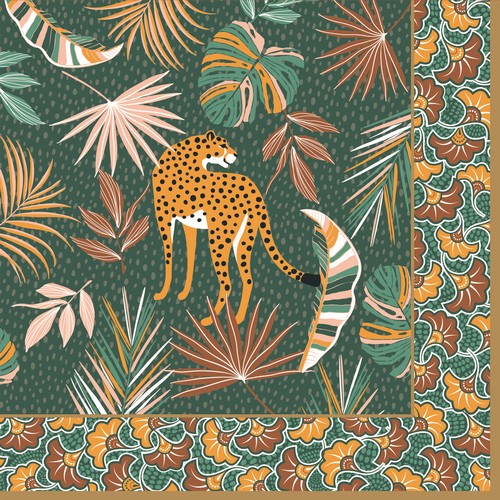 20 Servietten Namibia - Leopard im bunten Dschungel 33x33cm