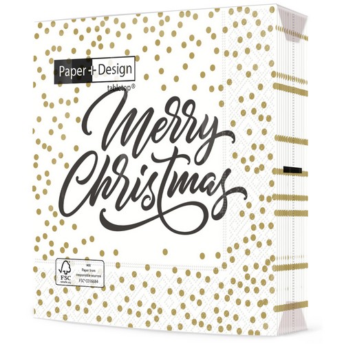 20 Servietten Merry Dots - Merry Christmas mit Punkte 33x33cm