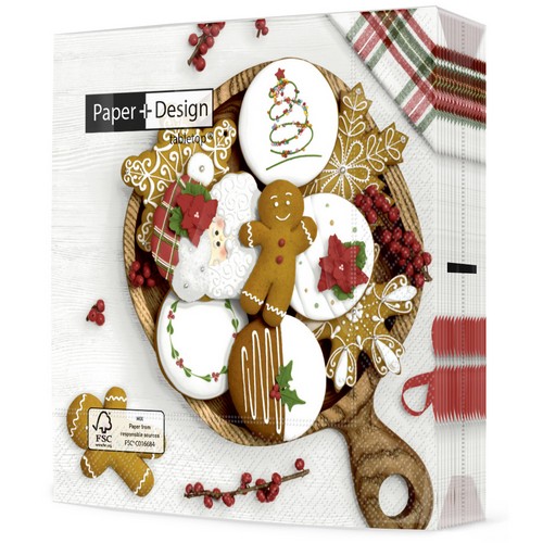 20 Servietten Festive frosting - Frisches Weihnachtsgebäck 33x33cm