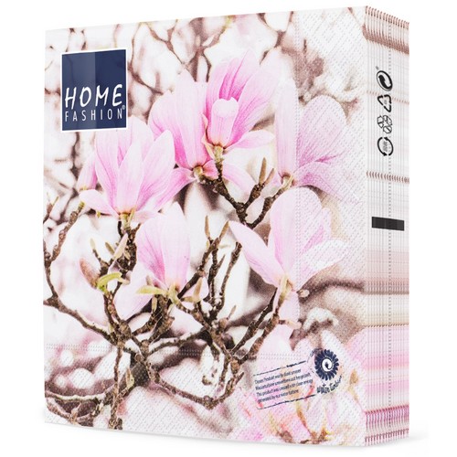 20 Servietten Pink Magnolia - Blühende rosa Magnolien 33x33cm