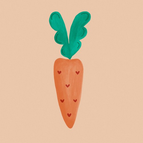 20 Servietten Carrot Charm - Einzelne Karotte, gemalt 33x33cm