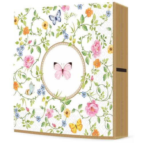 20 Servietten Dancing Butterflies - Schmetterling in blühenden Ranken  33x33cm