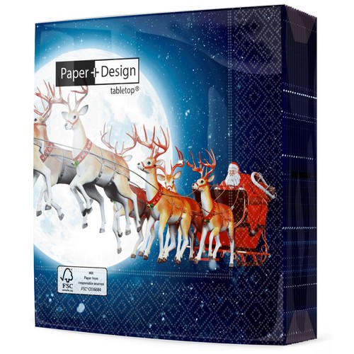20 Servietten Lunar Xmas - Santa am Mond 33x33cm