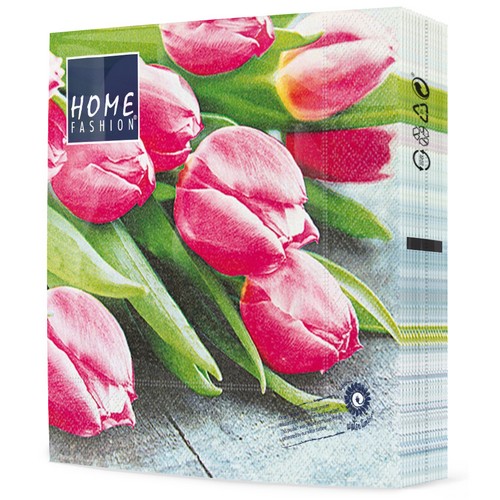 20 Servietten Pink tulips - Pinkfarbene Tulpen 33x33cm