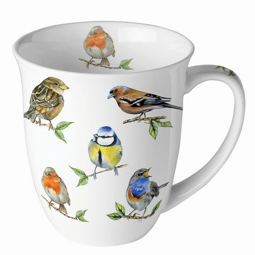 Tasse aus Porzellan Bird Species white - Vögel aus der Heimat 0,4L, Höhe 10,5cm