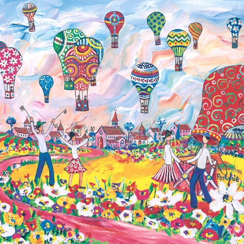 20 Servietten Portchie Art Children's Festival in Dinkelsbühl - Bunte Ballons am Himmel 33x33cm