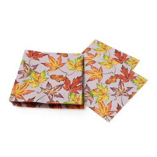 20 Servietten Fall leaves - Bunte, einzelne Herbstblätter 33x33cm