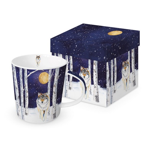 Tasse aus Porzellan Winter Wolf - Wolf im Mondschein 0,4L, Höhe 9,7cm
