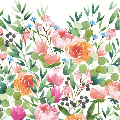 20 Servietten English Garden - Gemalte Blumenvielfalt 33x33cm