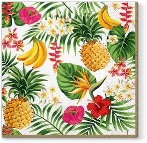 20 Servietten Tropicalia - Tropische Früchte und Blätter 33x33cm