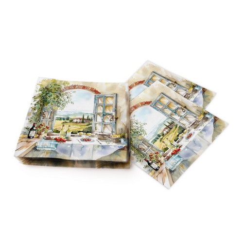 20 Servietten Cucina con Vista - Fenster zur Toskana 33x33cm