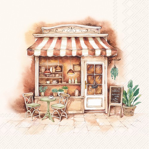 20 Servietten Coffee Break cream - Cafe in brauner Farbe 33x33cm