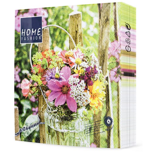 20 Servietten Blooming Fence - Blumenvase am Zaun 33x33cm