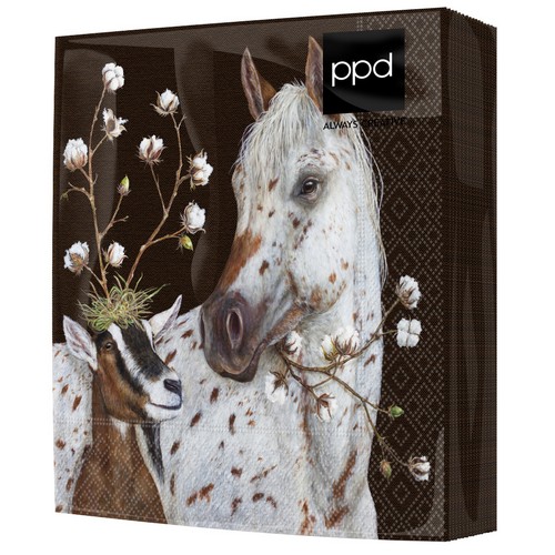 20 Servietten Neighbors - Pferd und Ziege  33x33cm