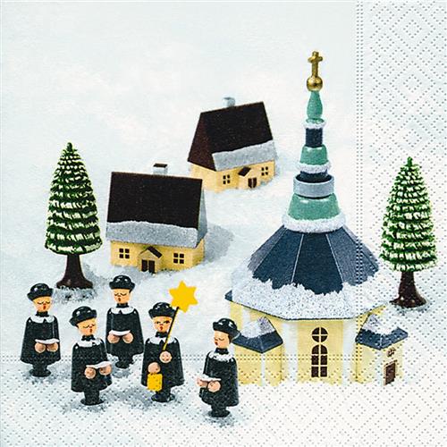 20 Servietten Seiffener Kirche - Holzsammlung Seiffen 33x33cm