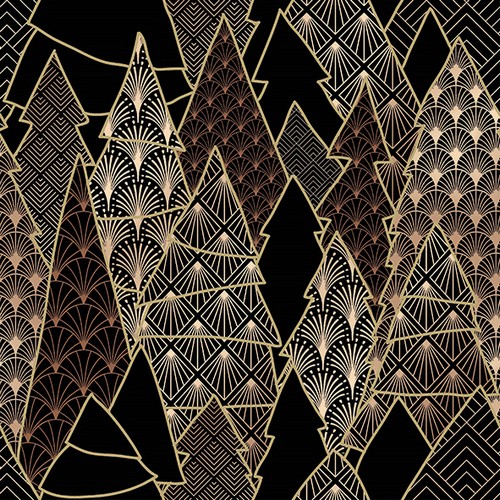 20 Servietten Luxury Trees black - Elegante Bäume schwarz 33x33cm