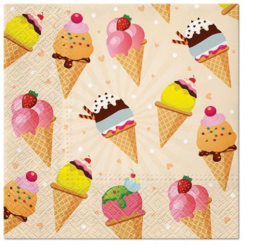 20 Servietten Ice cream - Eiszeit 33x33cm