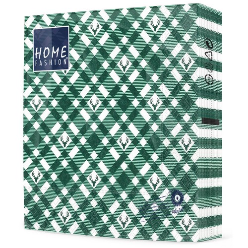 20 Servietten Plaid with Deers Hirsche auf Karo grün 33x33cm