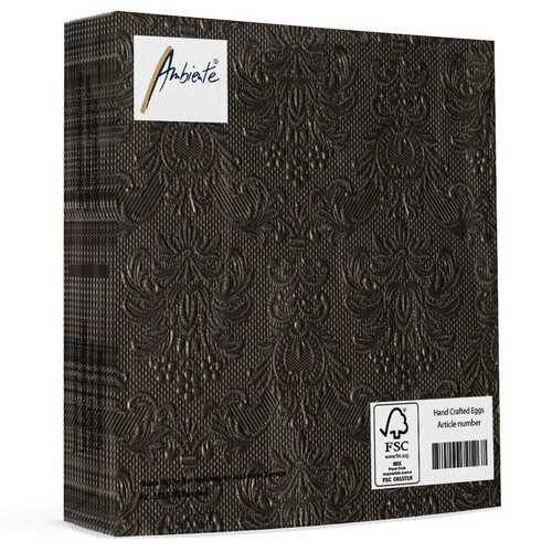 15 geprägte Servietten Elegance black 33x33cm