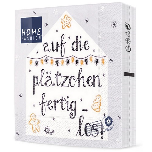 20 Servietten Auf die Plätzchen - und losbacken 33x33cm
