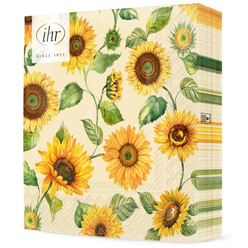 20 Servietten Golden Hour cream - Sonnenblumen überall 33x33cm