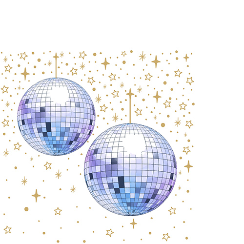 20 kleine Cocktailservietten Disco ball - Dicokugeln 25x25cm