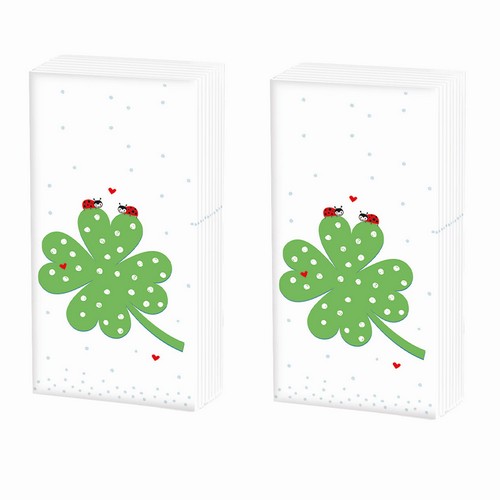 2x 10 Taschentücher Luck - Einzelnes Kleeblatt