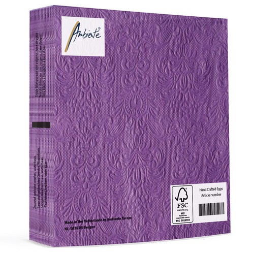 15 geprägte Servietten Elegance purple 33x33cm
