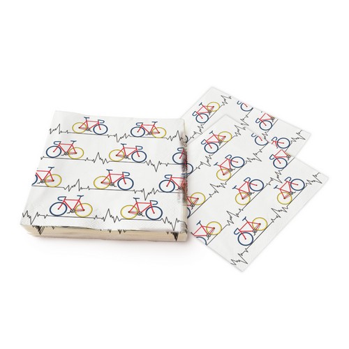 20 Servietten Heartbeat Bike white - Fahrrad mit Frequenz weiß 33x33cm