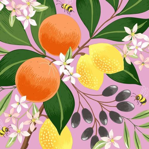 20 Servietten Exotic Fruits - Bienen an exotischen Früchten 33x33cm