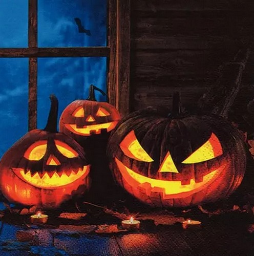 20 Servietten Jack O'Lantern - Gruselige Kürbisfamilie 33x33cm