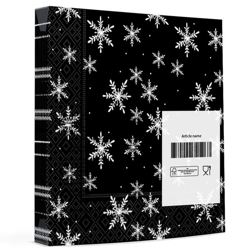 20 Servietten Snöflingör black - Weiße Schneekristalle auf schwarz 33x33cm