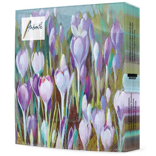 20 Servietten Crocus - Krokusblumen im Blumenfeld 33x33cm