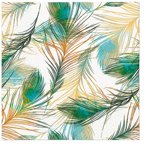 20 Servietten Feather Composition - Federn liegen übereinander  33x33cm