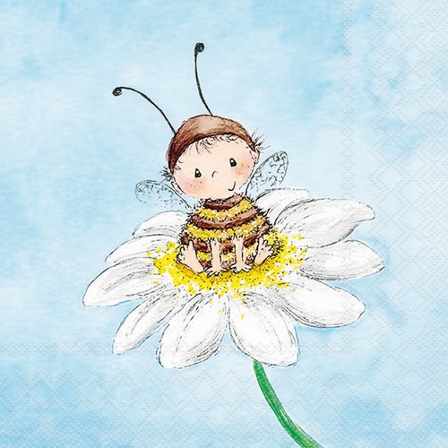 20 Servietten Bee Child - Bienenkind auf Blüte 33x33cm