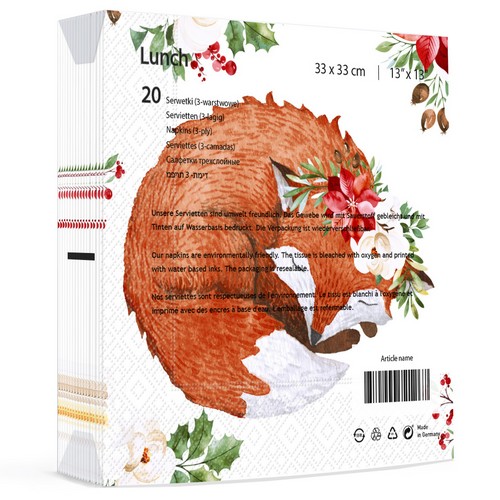 20 Servietten Floral Fox - Schlafender Fuchs 33x33cm