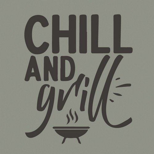 20 Servietten Chill & grill - Chill and Grill auf grau 33x33cm