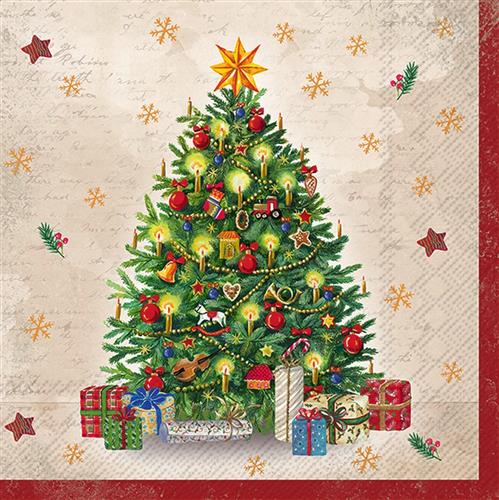 20 Servietten Festive Tree - Glanzvoller Weihnachtsbaum 33x33cm