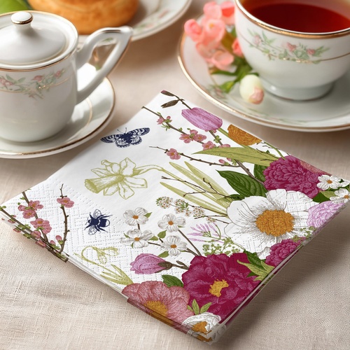 20 kleine Cocktailservietten Spring Moment - Wiese voller Blumenvielfalt 25x25cm