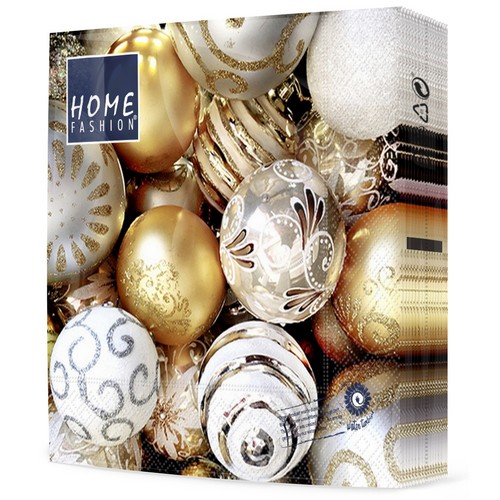 20 Servietten Golden Baubles - Goldene Baumkugeln 33x33cm