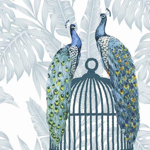 20 Servietten Peacocks – Pfauen auf Käfig 33x33cm