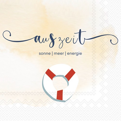 20 Servietten Auszeit cream - Sonne Meer Energie 33x33cm