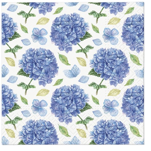 20 Servietten Rhytmic Hydrangea - Viele Hortensien mit Blätter 33x33cm