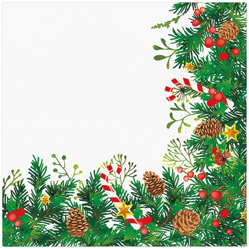 20 Servietten Decorative Twigs - Zuckerstangen an Naturbordüre 33x33cm